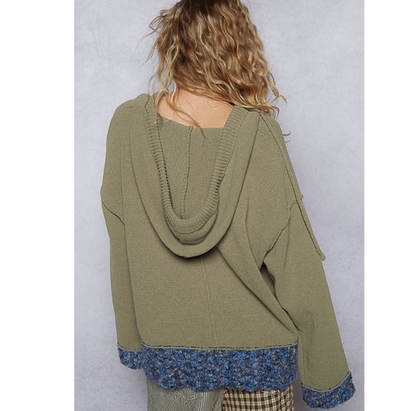 "The Viola" Old Glory Olive Green Hooded Sweater - Picture 3 of 3